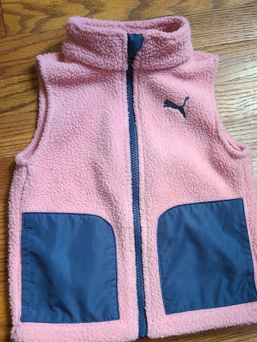 Puma Pink Fleece Vest with Navy Trim